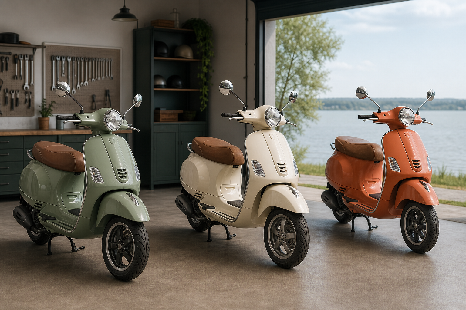 Vespa-Roller am See